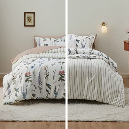 Prime: 3-Pc Bedsure Queen Floral White Comforter Set w/ 90" Comforter & 2 Shams - image 4