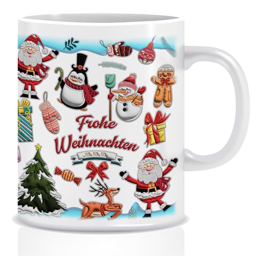 Tazza di Natale, tazza da caffè, tazza di Natale, set di tazze per vin brulé, gnomo, regalo di Natale, decorazione bianca