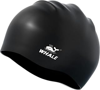 WHALE Extra Large Silicone Swim Cap for Long Thick Curly Hair, Dreadlocks Braids Weaves Afro - Durable Anti-Slip Ear Protection