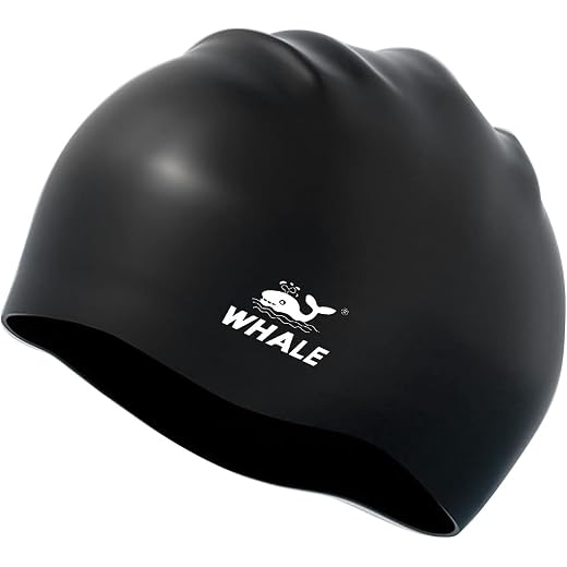 Whale Bonnet de Bain Extra Large pour Homme et Femme - Bonnet de Bain en Silicone Durable avec Protection auditive - Bonnet de Bain Unisexe pour Adultes - pour Cheveux Longs, épais et bouclés -