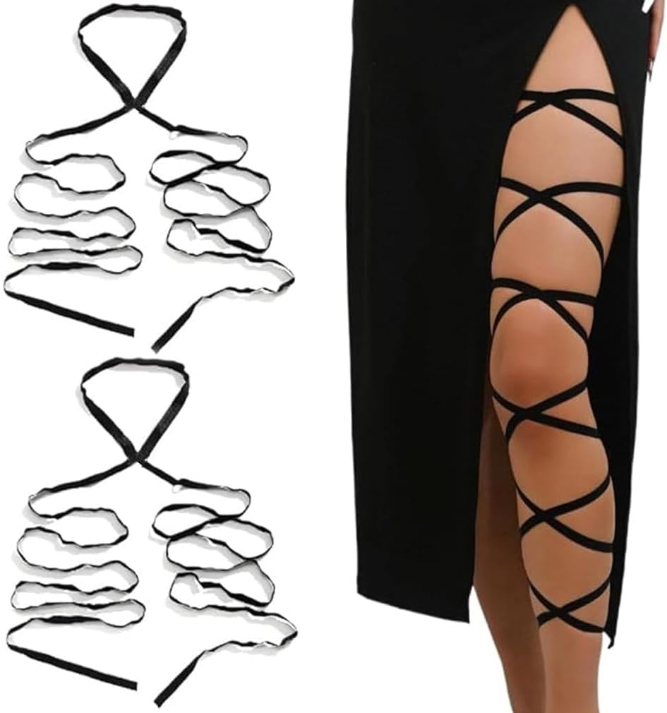 2 PCS Elastic Leg Wraps Rave Sexy Thigh Garter Leg Women's Exotic Hosiery for Costume Accessories