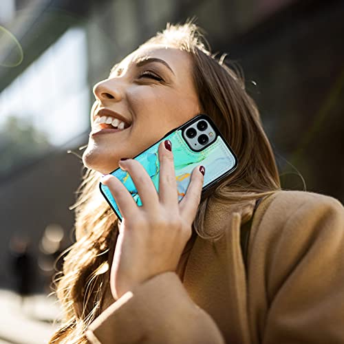 Haopinsh For Iphone 11 Pro Wallet Case With Card Holder, Mint Green Marble Pattern Back Flip Pu Leather Kickstand Card Slots Case For Girls Women, Double Magnetic Clasp Shockproof Cover 5.8" #TOP5