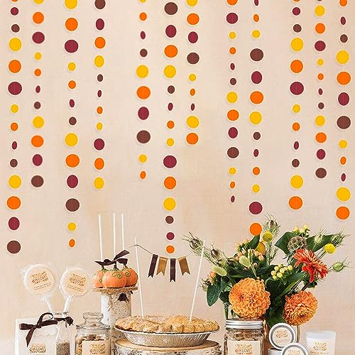 46Ft Fall Party Decorations Polka Dots Garlands Orange Yellow Burgundy Brown Hanging Paper Circle Dots Streamer for Birthday Wedding Baby Shower Fall Autumn Thanksgiving Harvest Party Decor Supplies by pinkblume - Image 6