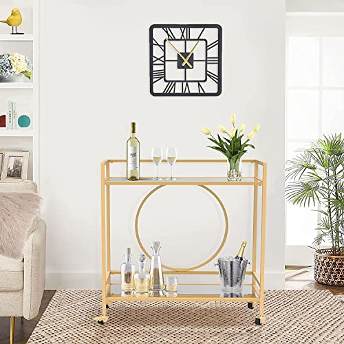 Eonbon Gold Mirror Rolling Serving Bar Cart On Lockable Wheels, Wine Drink Liquor Cart Stand For Home Kitchen, Bar, Living Room, Club Party, Christmas, New Year #TOP3