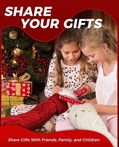 Ankis Large Christmas Stockings 4Pack -18 Inches Christmas Stockings Double-Sided Cable Knitted Xmas Stockings Personalized Burgundy Red And Cream For Family Christmas Party Classic Decorations #TOP3