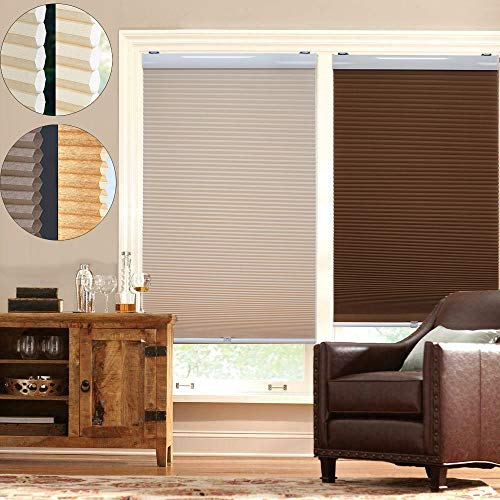 Httmt- Coffee Honeycomb Cordless Cellular Shades Privacy & Light Filtering Cordless Blackout Cellular Shades Home Decorative Window Blinds - 32" W X 72" H #TOP2