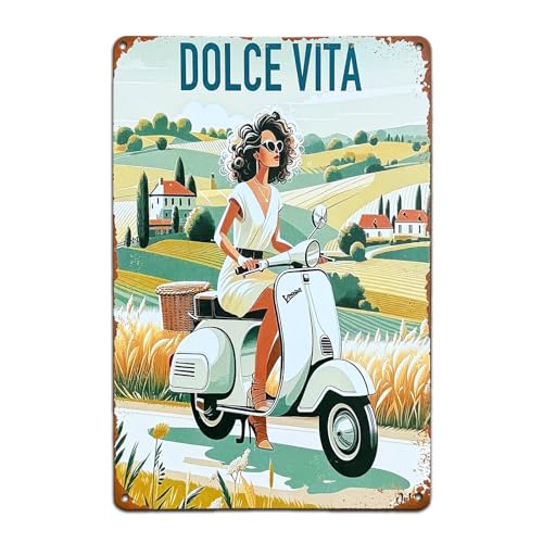 Vintage Italian Scooter Wall Art Tin Sign