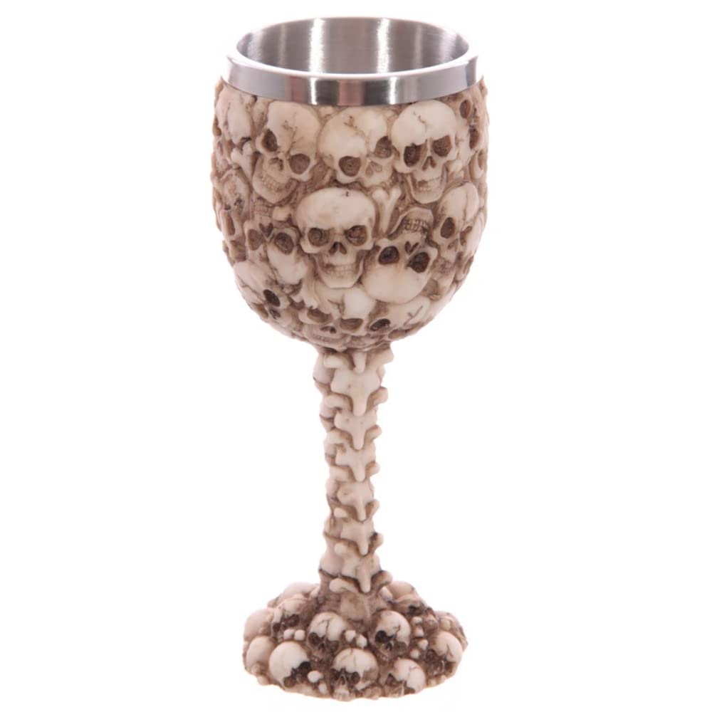Puckator Decorative Skulls and Spines Goblet - Skulls and Bones Themed - Home Decoration - Wine Goblet - Fantasy Decorative Home Accessories - Stainless Steel - Resin