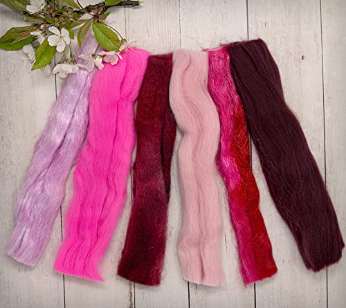 Magic Wool Fiber For Needle Felting Wool Fairies, Angels, Mermaids And Waldorf Dolls. Super Soft Merino Roving, Hand Dyed Bfl Luster Wool And Sparkling Firestar. 4 Multi Fiber Samplers 1Oz Each #TOP5