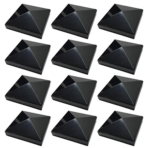 4" x 4" Aluminium Pyramid Post Cap for Metal Posts - Pressure Fit - Black (12 Pack)
