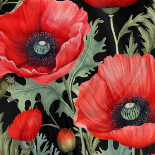 Red Poppy Flowers Pattern Silk Scarf for Women Girls Hair Head Silk Scarf Square Purse Satin Scarves Bandana Wraps3