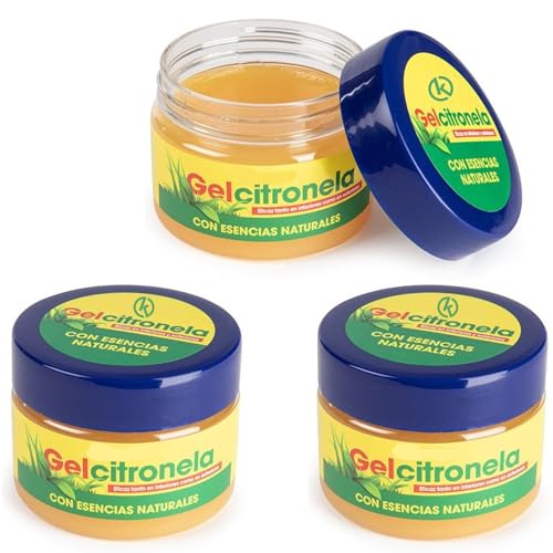 KROWN - Pack de 3 Latas de Gel de Citronela Repelente de Mosquitos 100g con Esencias Naturales