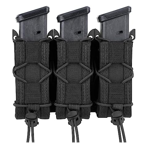 Molle Triple Tactical Magazine Holster,Universal Single Double Stack Mag Pouch for 9mm/.40 Calibers 45acp Glock S&W M&P, Sig 226/229, and Springfield 1911 Cover