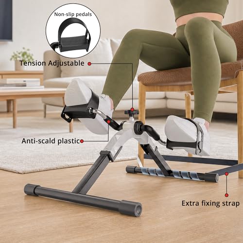 Image of Folding Pedal Exerciser Mini Exercise Bike Under Desk Bike for Arms and Legs Workout, Portable Desk Bike Peddler Machine for Sedentary Officer & Seniors