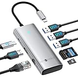 [USB C Docking Station mit PD 100-W-Ladeanschluss] Die Dockingstation verfügt über einen schnellen Power-Delivery-Anschluss. Es kann den Host mit bis zu 100 Watt aufladen. PS: Stellen Sie sicher, dass der Host die Stromversorgung unterstützt. Andernfalls werden dem Host keine Gebühren berechnet.