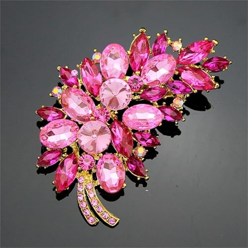 WCRAZYE Rhinestone Feather Brooch Pin for Women Men Fashion Crystal Delicate Leaf Bridal Wedding Brooch Lapel Pins Elegant Dress Accessories Jewelry Boutonniere Corsage for Hat Bag Suit Tie Wedding Birthday (Rose Red) by WCRAZYE - Used condition - Image 5