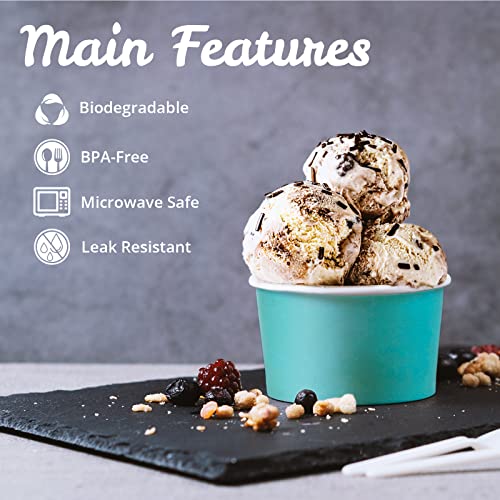 Matican Paper Ice Cream Cups, 100-Pack 5.5-Oz Disposable Dessert Bowls For Hot And Cold, 5.5-Ounce, 5 Pastel Colors #TOP5