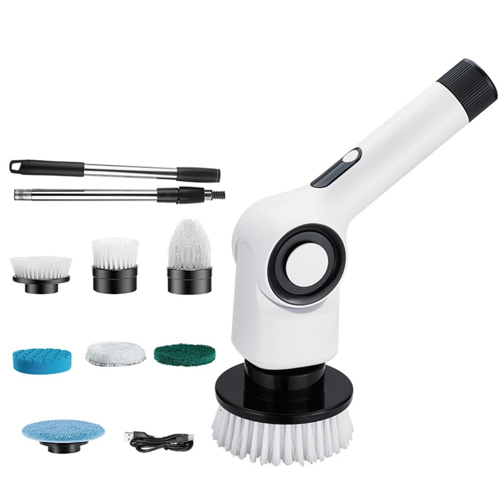 Electric Spin Scrubber Cordless Cleaning Brush with 7 Replaceable Brush Heads IPX7 Bathroom Cleaner Brush Shower Power Scrubber