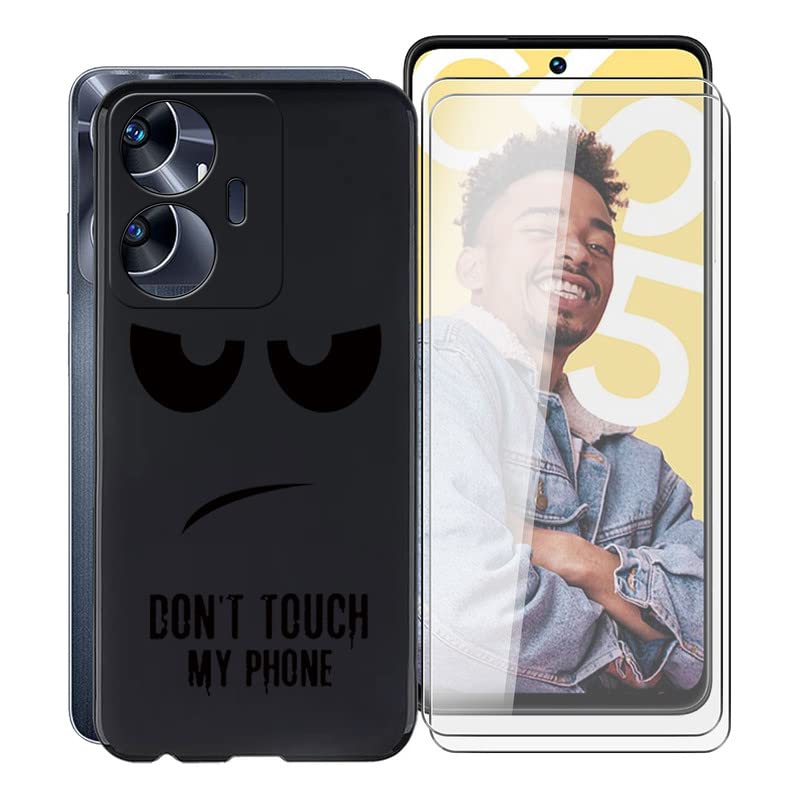 KJYF Custodia Cover per Realme C55 (6.72), Nero Morbido Silicone Ultra Sottile Protezione Case Anti-Graffio Bumper Carino Moda Custodia per Realme C55 - Mandala