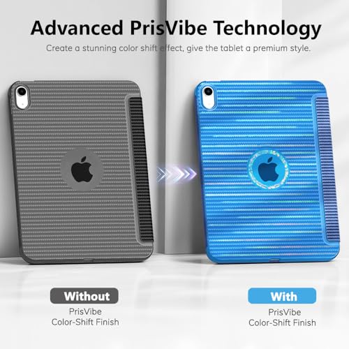 Image of MoKo PrisVibe Case for iPad (A16) 11th Generation 11 Inch 2025,iPad 10th Generation 10.9 Inch 2022,Slim Stand Hard PC Translucent Back Shell Smart Cover,Support Touch ID, Dazzle Navy Blue