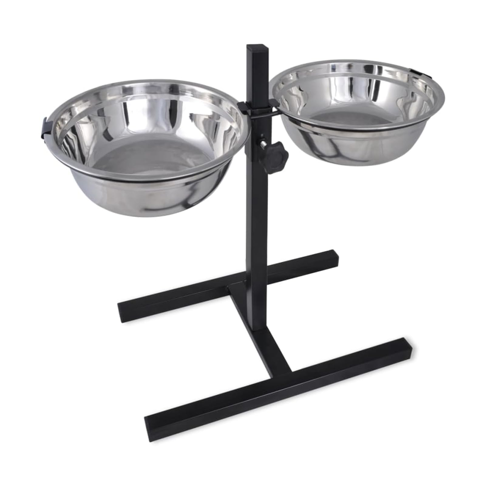 Homgoday Comedero Doble para Mascotas con Cuencos de Acero Inoxidable y Base Antideslizante - Ajustable 6-48 cm