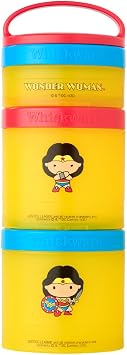 Whiskware Justice League Stackable Snack Containers for Kids and Toddlers, 3 Stackable Snack Cups for School or Travel, Wonder Woman Pack of 1
