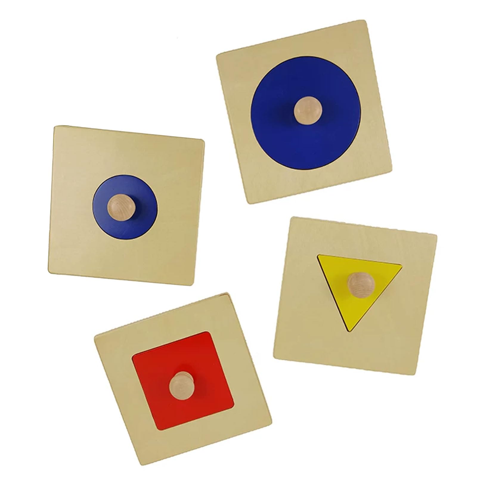 Montessori Holz Einzelform Griff-Einlegepuzzle | Kreis Quadrat Dreieck Stift Formen Zuordnungs-Spielzeug, Kleinkind Geometrische Kognition Feinmotorik Lernbrett