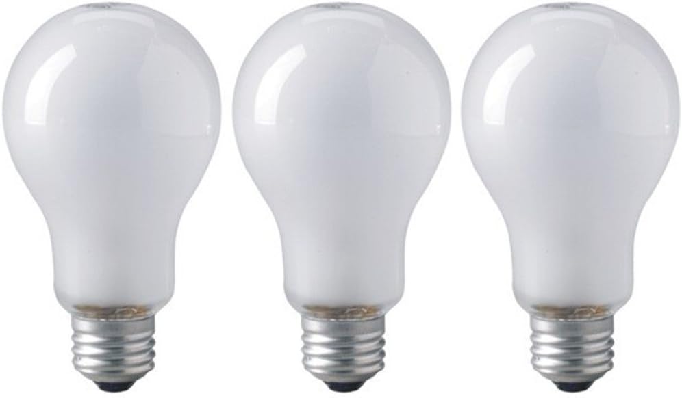 Eiko ECA Inside Frosted Photoflood Light Bulb; 120 Voltage Rating; 250 Watts; 2.08 Amps; Medium Screw (E26) Base; A-23 Bulb; C-9 Filament; 5.52"/140.2mm MOL; 2.76"/70.0mm MOD; Pack of 3 Bulbs