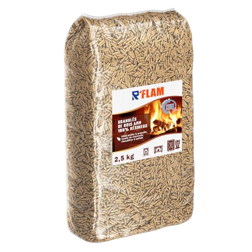 Granulés de Bois (pellets de Chauffage) 6 mm 100% résineux – Combustible Premium pour poêle à granulé, Inserts et chaudière à pellets – Pouvoir...