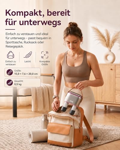 SOTHING Kofferraumtrockner, tragbarer Schuhtrockner für Sneaker, Ozon-Deodorierer, einziehbare Schläuche, 95 W Schnelltrocknung, 3 Heizstufen, LED-Touchpanel, 1-9H Timer, für Arbeitsstiefel, Rosenrot