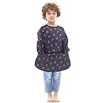 Plie Waterproof Kids Art Smocks 20 Colors (Age 1-10, S-XXL size), Navy Cherry (43-L)