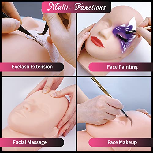 Beauty7 Eyelash Extension Mannequin Head Silicone Face with Detachable Eyelids - Image 4