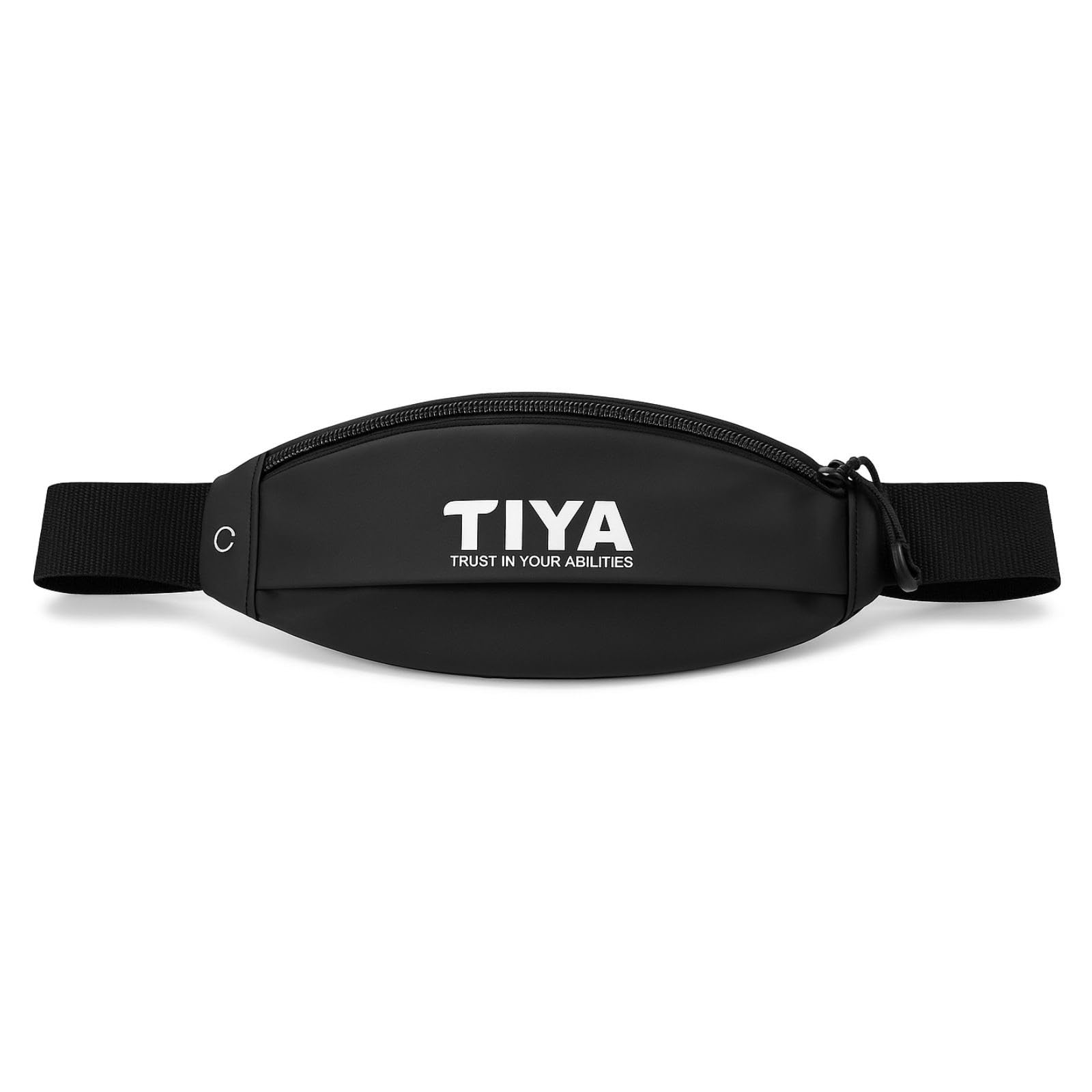 TIYA Running Waist Belt – No Bounce Phone Holder Running Belt for Men & Women, Adjustable Jogging Belt, 3 Pocket Runners Bumbag (70–105cm, Black)