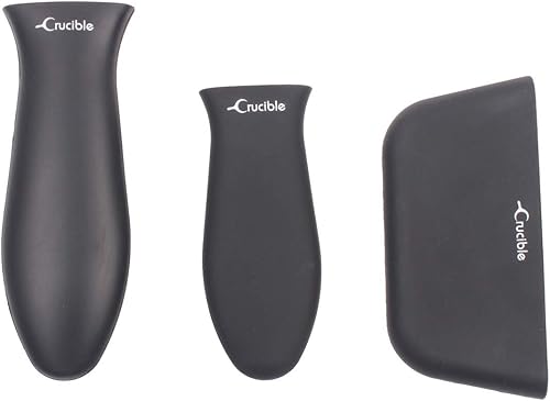 Soportes de silicona para mango caliente, paquete de 3 mezclados (negro)