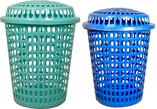 Image of Durable Unbreakable 50 L 2 Laundry Basket with Lid, Cap (Royal Blue, Royal Green)