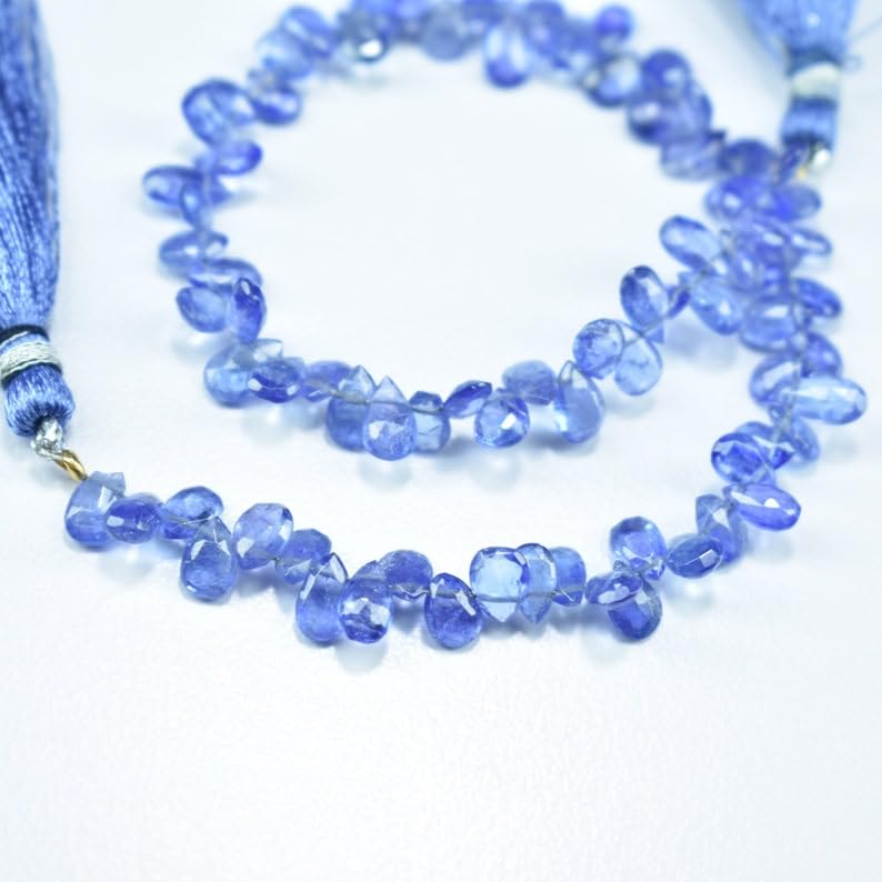 Perles en tanzanite naturelle pour assembler un collier personnalisé