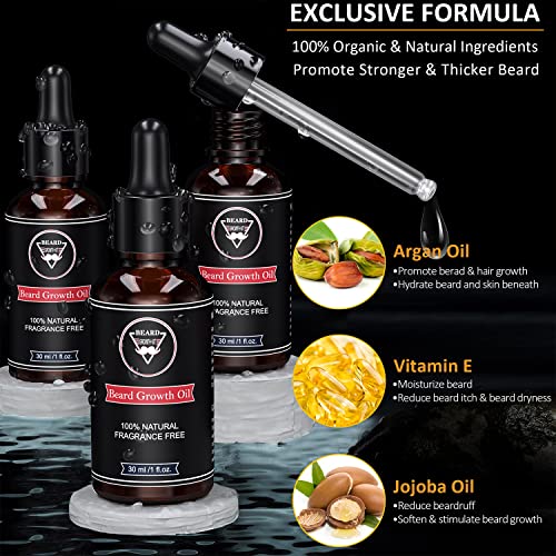 𝐁𝐞𝐚𝐫𝐝 𝐆𝐫𝐨𝐰𝐭𝐡 𝐊𝐢𝐭 - Derma Roller For Beard And Hair Growth - Beard Kit W/Beard Growth Oil(3 Packs), Beard Roller, Beard Comb, Mustache Scissors - 𝐅𝐚𝐭𝐡𝐞𝐫𝐬 𝐃𝐚𝐲 - 𝐆𝐢𝐟𝐭𝐬 For Men Dad Husband Him Boyfriend #TOP3