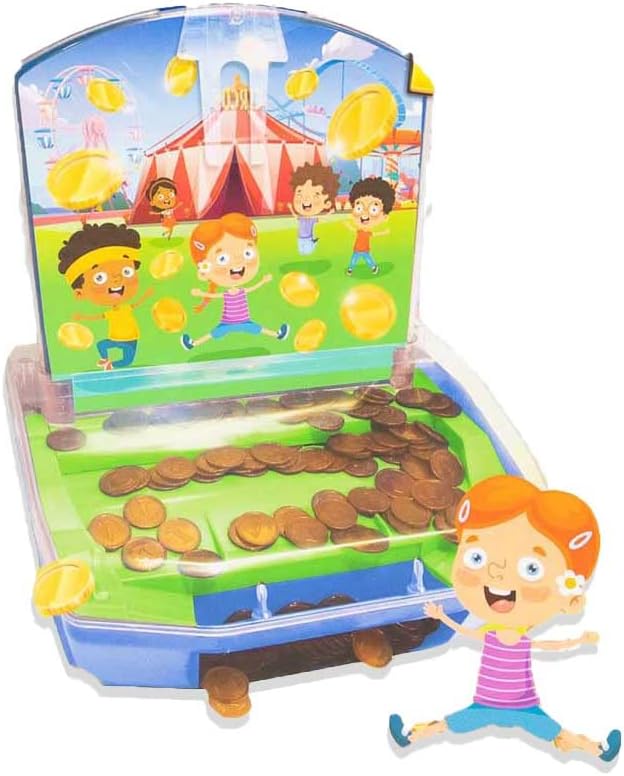 Coin Push Machine, Children toys Xmas Gift Includes 150 coins Kids toy, Modern Coin Pusher Machine, Arcade Coin Machine Game