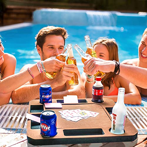 Floating Game Or Card Table Tray For Pool Or Beach Party Float Lounge Durable Foam Drink Holders With Waterproof Playing Cards #TOP4