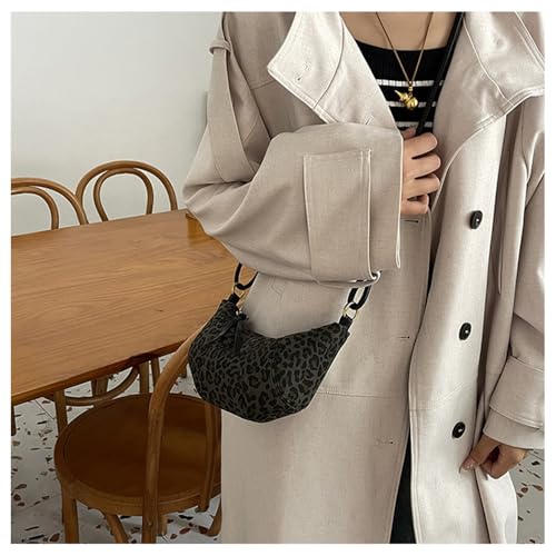 Image of Leopard Print Crescent Bag for Women Cheetah Print Hobo Crescent Crossbody Bag Casual Vintage Sling Half Moon Bag