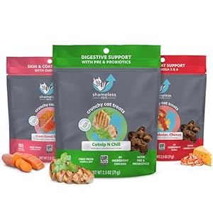 Shameless Pets Crunchy Cat Treats – Kitty Treats for Cats with Digestive Support, Natural Ingredients Kitten Treats with Real Ingredients, Healthy Flavored Feline Snacks – Variety Pack, 3-Pk