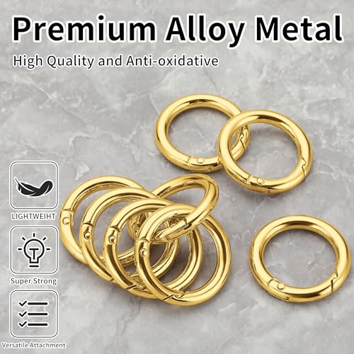 Image of Gkeygo Key Ring Clip, 4 /5 Inch Keychain Rings, 8 Pack Round Carabiner Clip for Keys, Buckle, Bags, Purses - Key Chain Hooks Replacement Keychains Lanyard DIY Crafts - Gold