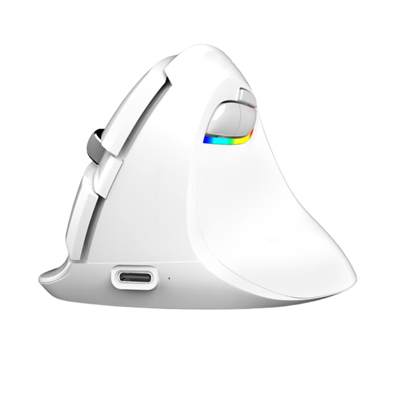 JUSHZ Bezprzewodowa mysz komputerowa do laptopa, gier, ergonomiczne urządzenie wskazujące myszy pionowe USB 4.0, Bluetooth, podwójny tryb, ładowana, fotoelektryczna ergonomia 2,4 G (103 x 89 x 69 mm, biała)