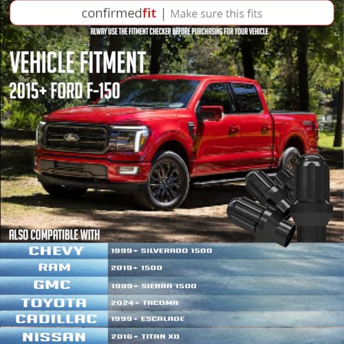 Image of Wheel Accessories Parts 24 Pcs M14x1.50 Thread ET Bulge Acorn 1.80 inch Long Spline Lug Nuts Black Truck Spline Hex Fits Silverado 1500 | Ford F-150 |Toyota Tacoma (for use with Wheels Spacers)