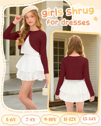 Image of Girls Uniform Cardigan | Cropped Bolero Shrug with Long Sleeves, Button Front Knit Sweater, Soft Preppy School Cardigan for Cute Daily Wear