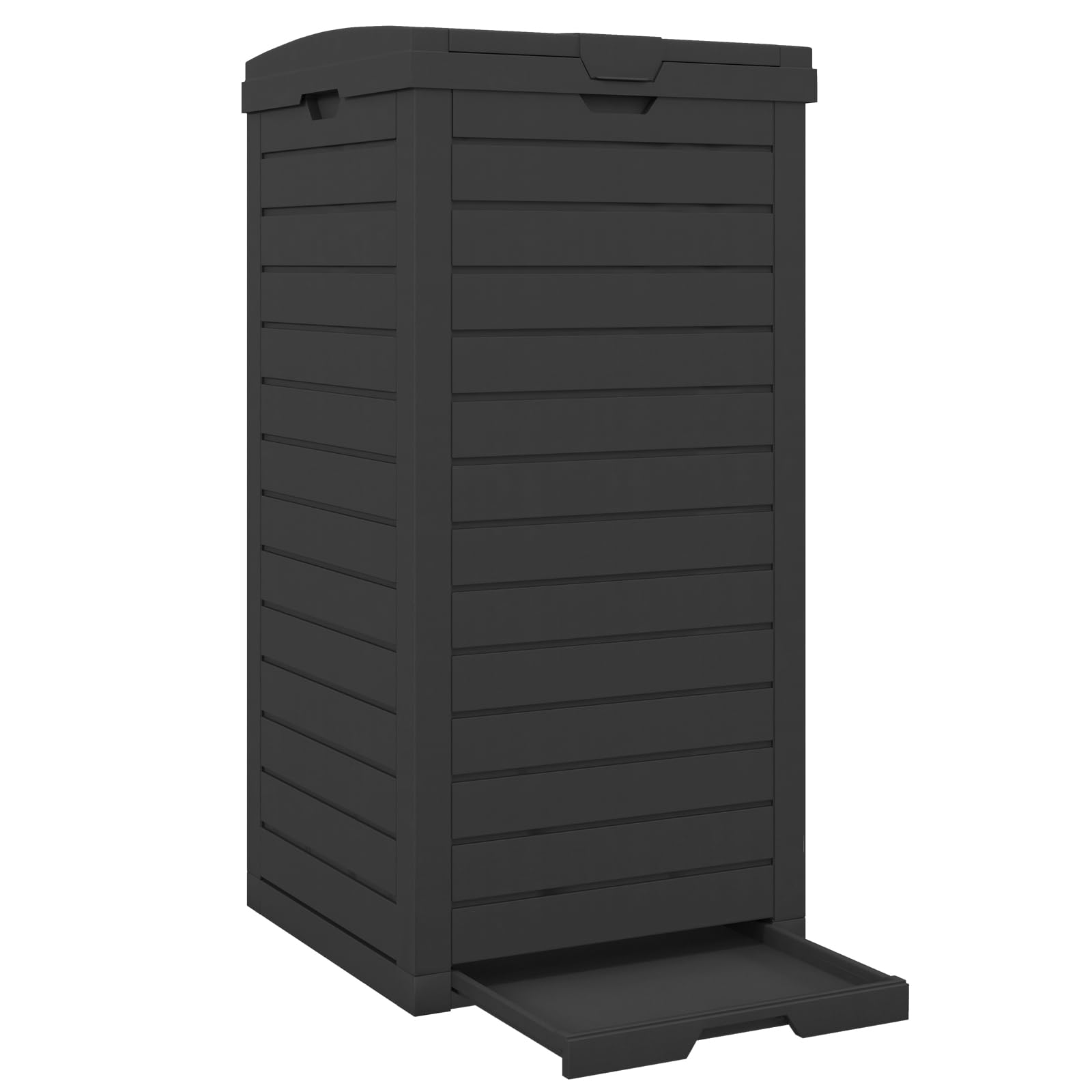 LIFEZEAL Poubelle d'Extérieur 118L, Poubelle de Jardin avec Couvercle, Poubelle Deco Rectangle avec Bac de Récupération, 40 x 40 x 86 cm (1, Noir)
