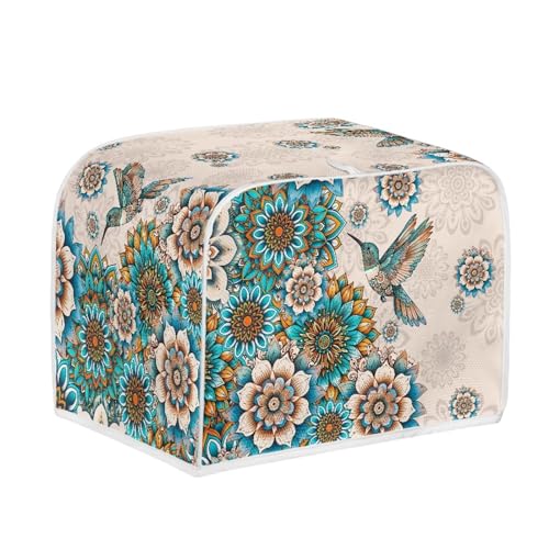 Image of Talayituse Boho Hummingbird Flower Print 2 Slice Toaster Covers Dust Protection Bread Maker Covers Toaster Oven Cloth Cover Kitchen Accessories Washable Appliance Cover, S