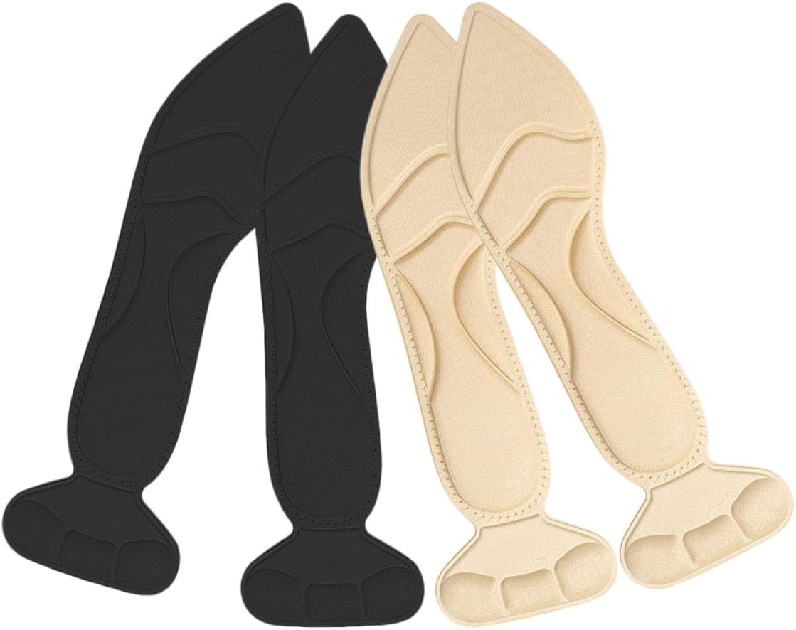 Hemobllo Women High Heel Insoles 2 Pairs High Heel Sponge Pads Soft Breathable Cushioning Inserts Black and Beige