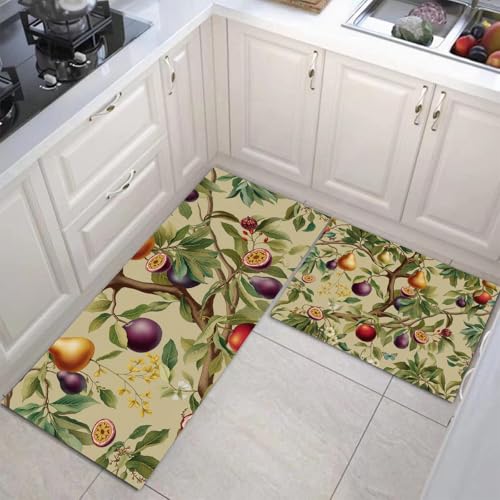 Tapis de cuisine devant évier lavable vert lot de 2 - 3