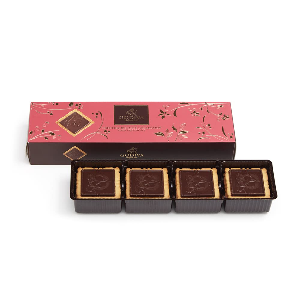 Godiva Prestige Biscuits Dark Chocolate Pack of 12 - Crispy Biscuits with Dark Chocolate and Lady Godiva Motif - 100 g